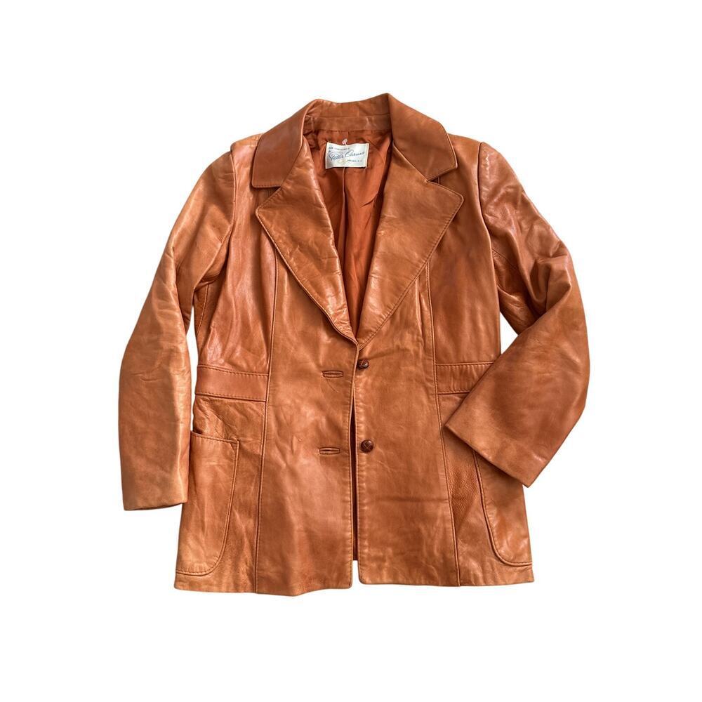 Vintage Peter Caruso Copper Leather Blazer Jacket 14